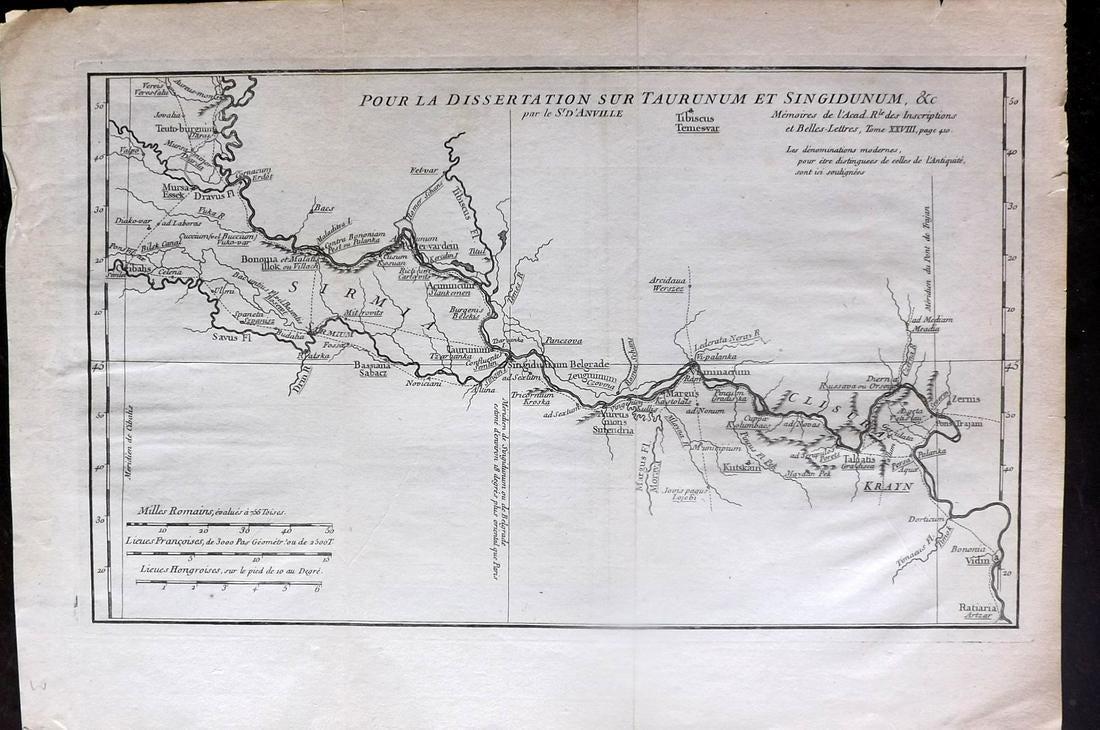 d'Anville, Jean C1760 Map. Croatia, Serbia, Romania (1 of 2)