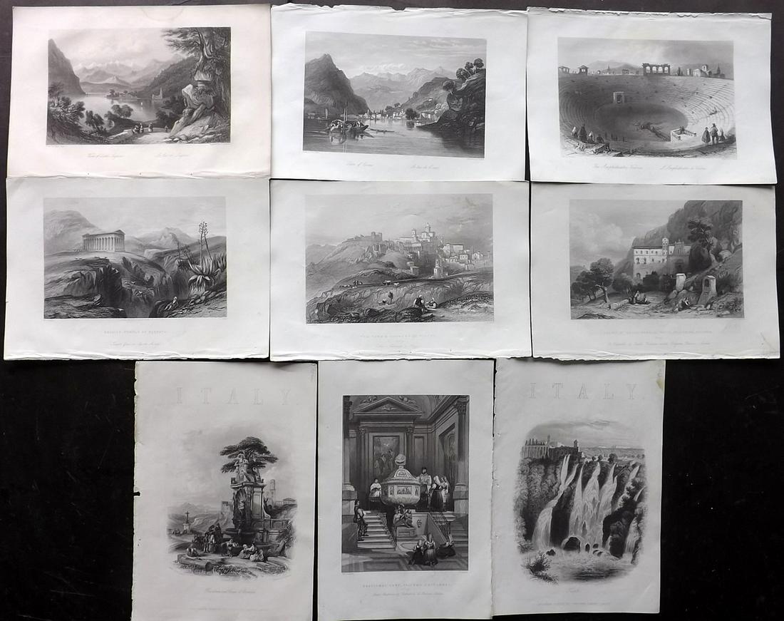 Italy 1860 Lot of 9 Steel Engraved Views (1 of 2)