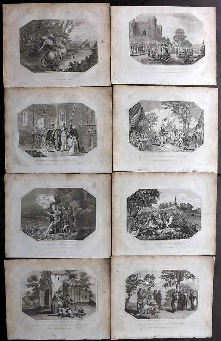 Lyttleton, George 1810 Lot of 8 British Historical: Copper Plates Published 1810, London for "The History of England..." by George Courtney Lyttleton. Paper Size: 10.5 x 8 inch (27 x 20cm) Some margin toning