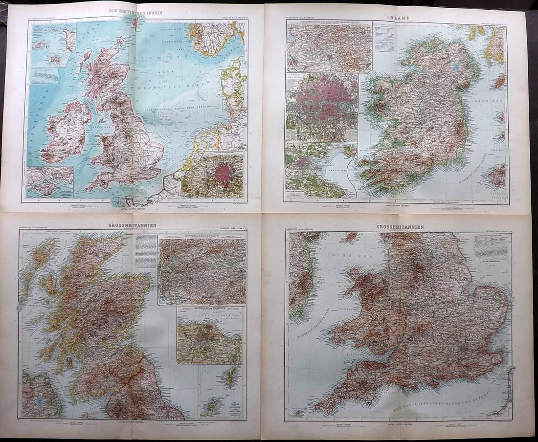 Stieler, Adolph 1905 Lot of 4 Maps. UK & Ireland (1 of 2)
