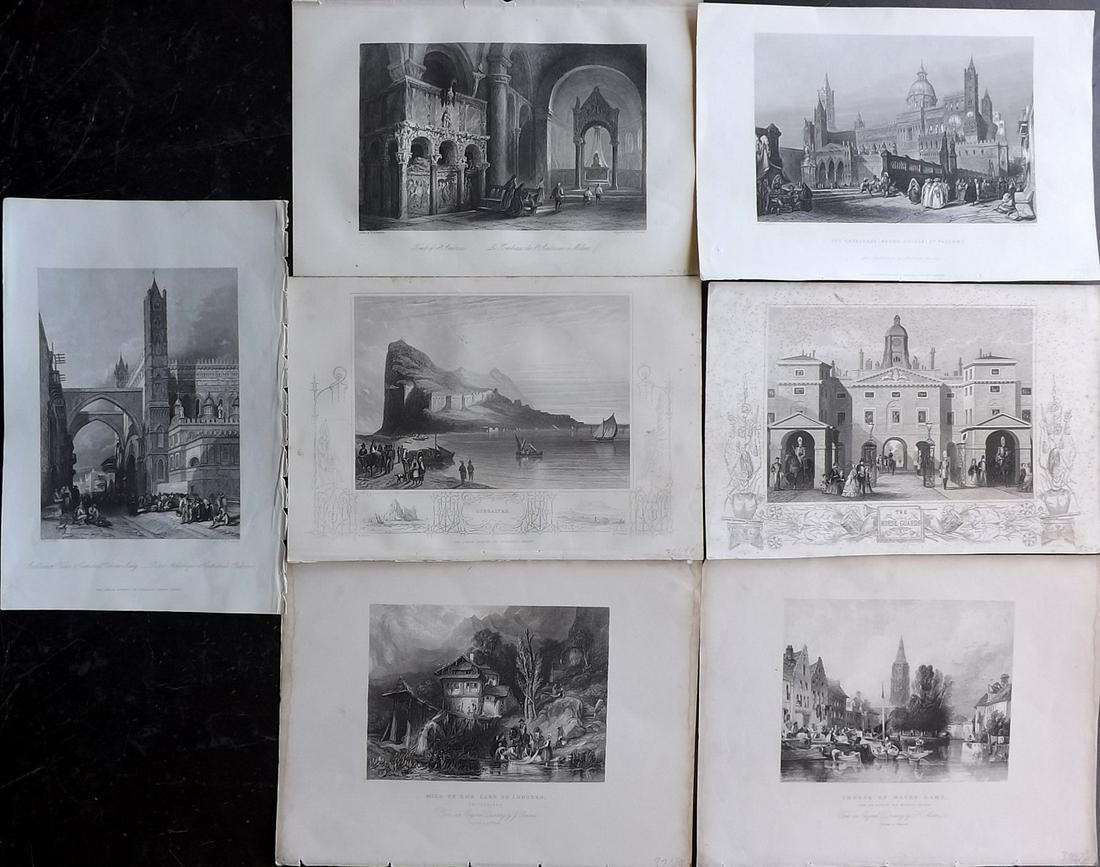 European Views 19th Cent. Lot of 7 Steel Engravings (1 of 2)