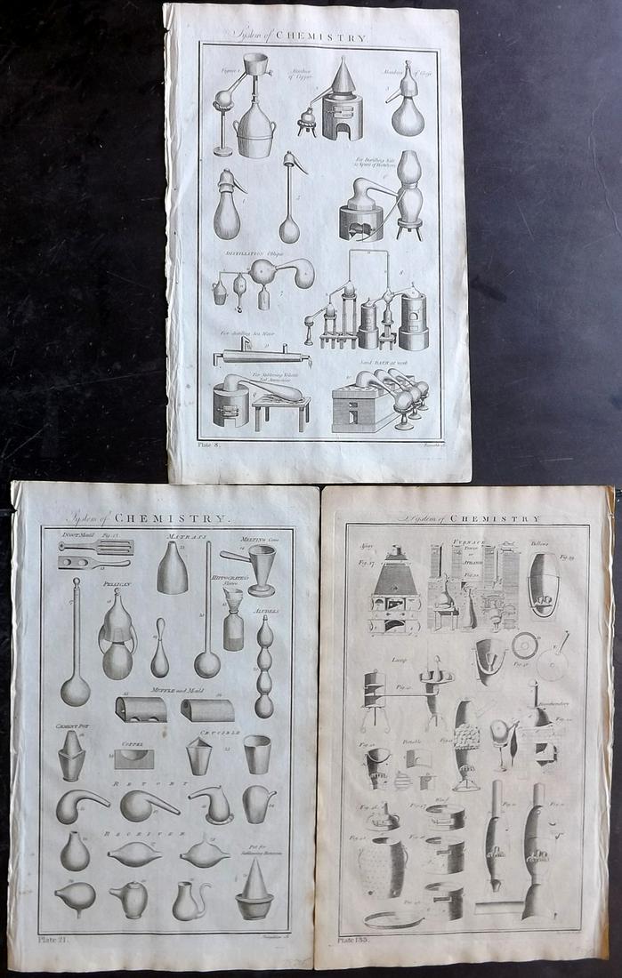 Howard, George 1796 Lot of 3 Folio Prints. Chemistry: Folio Copper Plates Published 1796, London for "The New Royal Encyclopaedia Londinensis" by George Selby Howard. Paper Size: 16.5 x 10 inch (42 x 26cm) Good Condition