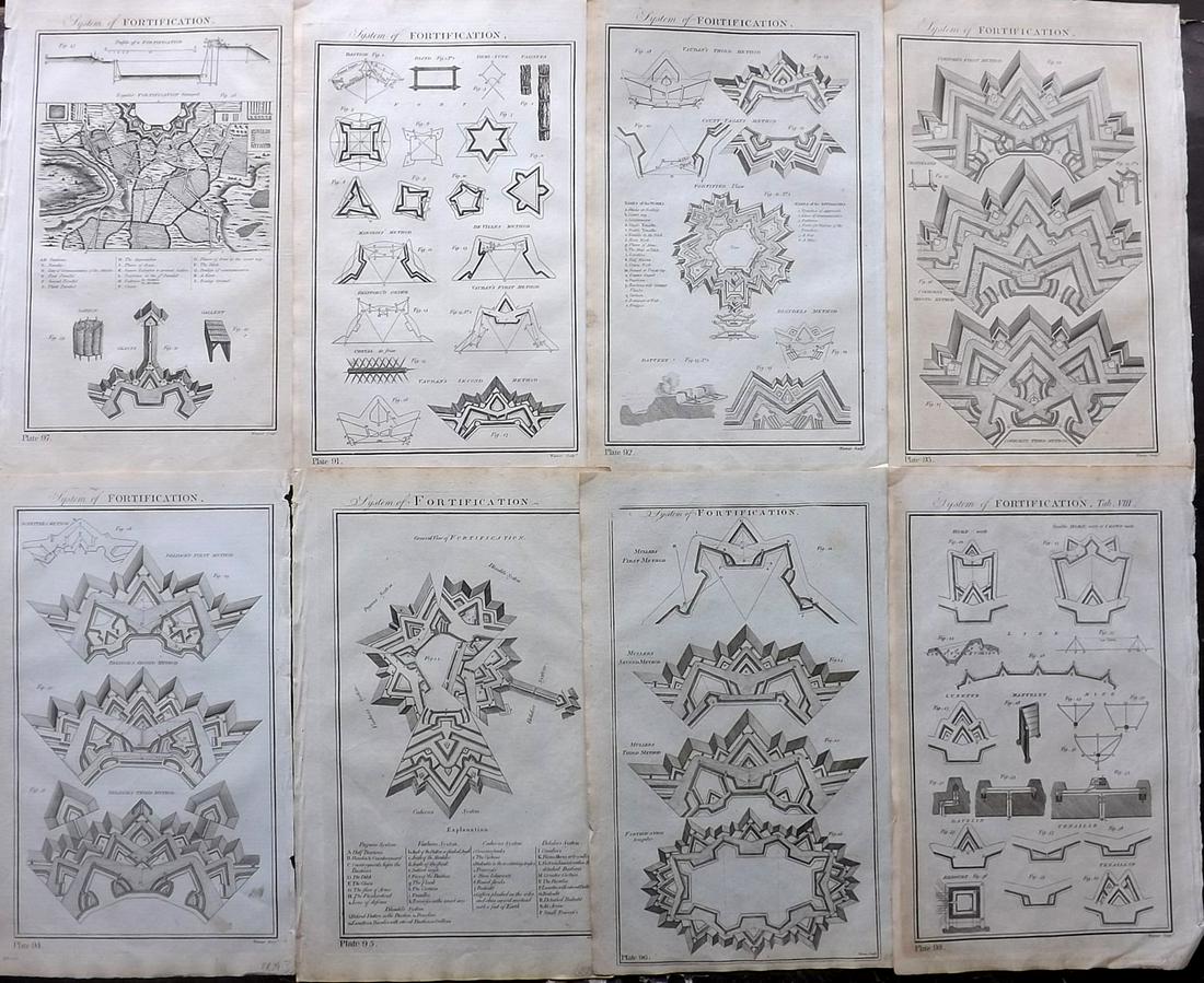 Howard, George 1796 Lot of 8 Fortification Plans (1 of 2)