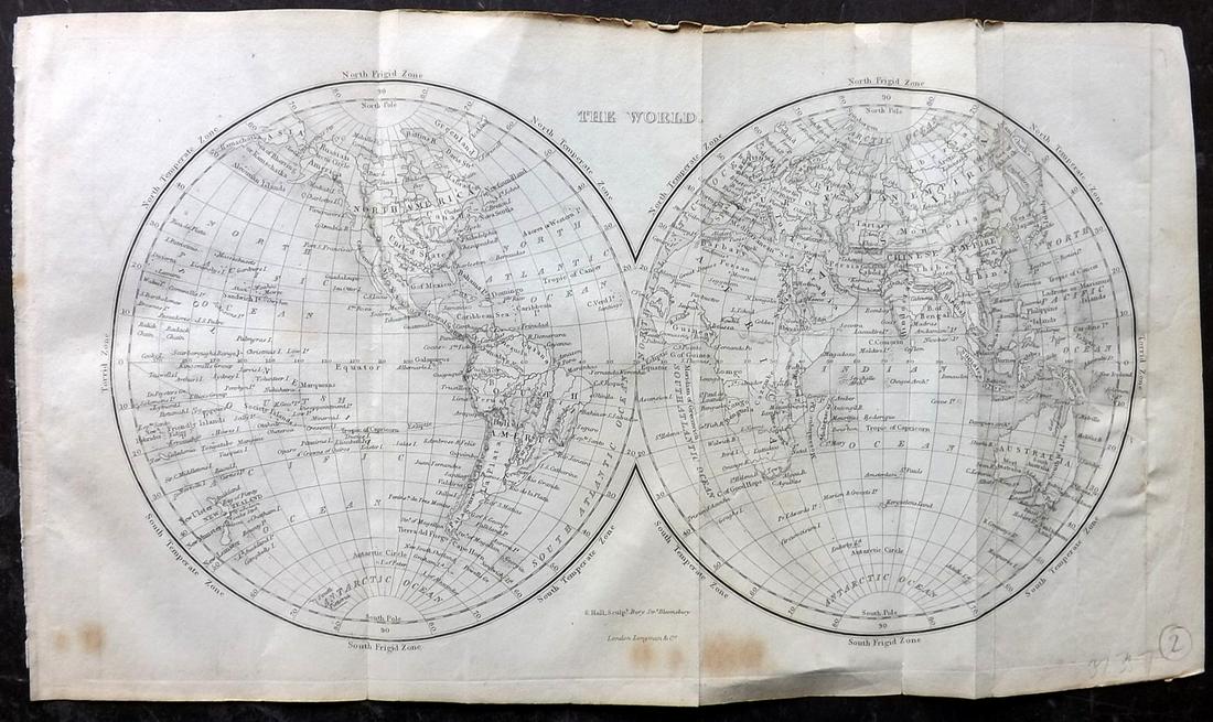Hall, Sidney 1852 Map of The World Hemispheres (1 of 2)