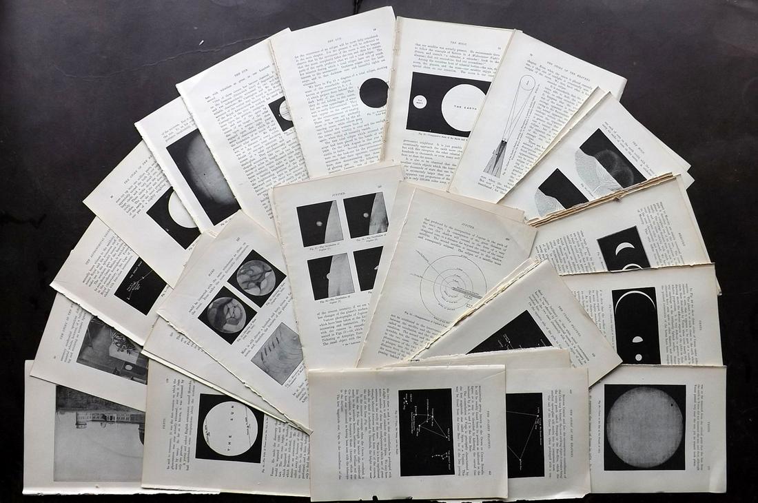 Ball, Robert 1890's Lot of 50+ Sheets. Astronomy: Over 50 sheets in total, most printed both sides. Wood Engravings and Lithos Published 1890's, London for "The Story of the Heavens" by Sir Robert Stawell Ball. Text to verso. Paper Size: 9 x 6 inch (