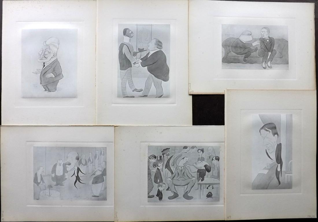 Beerbohm, Max 1907 Lot of 6 Folio Caricatures (1 of 2)