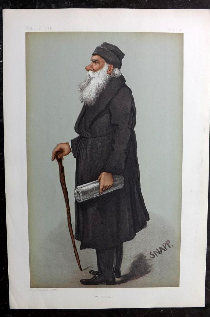 Vanity Fair Print 1901 Leo Tolstoy, Russia Literary: Chromolithograph Published 1869-1914, London for "Vanity Fair" Paper Size: 15 x 10 inch (38 x 25cm) Good Condition