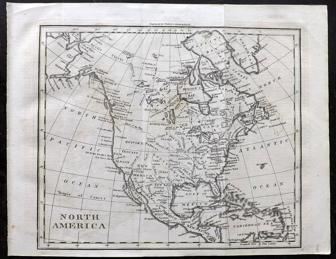 Walker, John 1815 Antique Map of North America. USA (1 of 2)