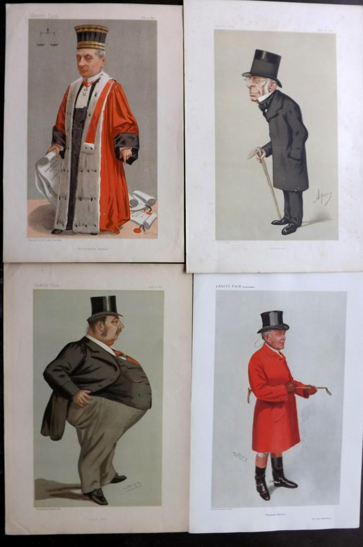 Vanity Fair Prints 1875-1911 Good Mixed Lot of 4: Chromolithographs Published 1869-1914, London for "Vanity Fair" With accompayning biographical text. Paper Size: 15 x 11 inch (38 x 28cm) A few small margin faults. Good Condition