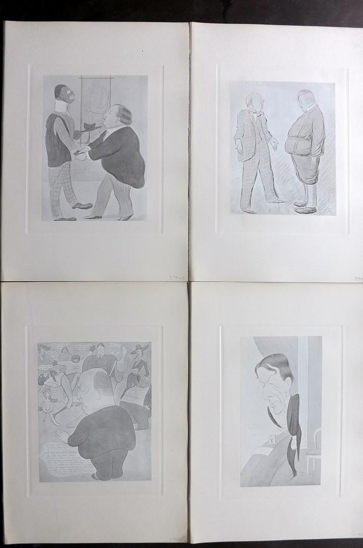 Beerbohm, Max 1907 Lot of 4 Folio Caricatures: Folio Lithographs Published 1907, London for "A Book of Caricatures" by Max Beerbohm. On heavy paper. Paper Size: 15 x 10.5 inch (38 x 27cm) Good Condition