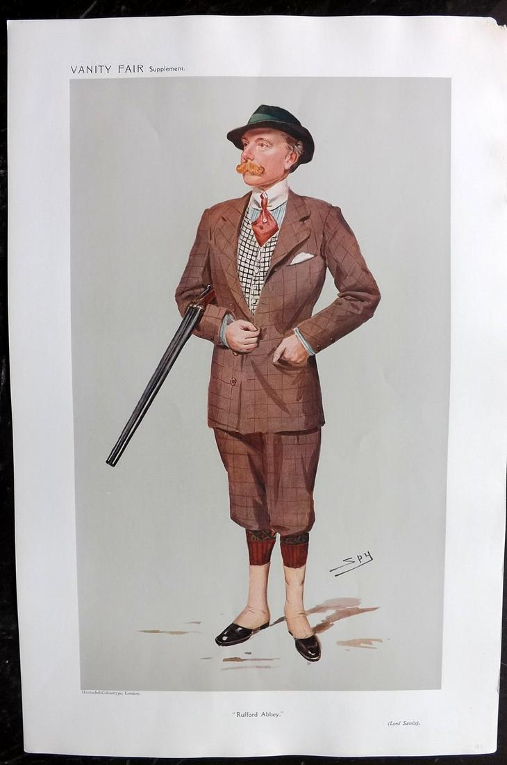 Vanity Fair Print 1908 Lord Savile, Game Hunter (1 of 1)