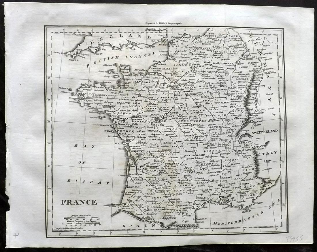 Walker, John 1815 Antique Map of France (1 of 1)
