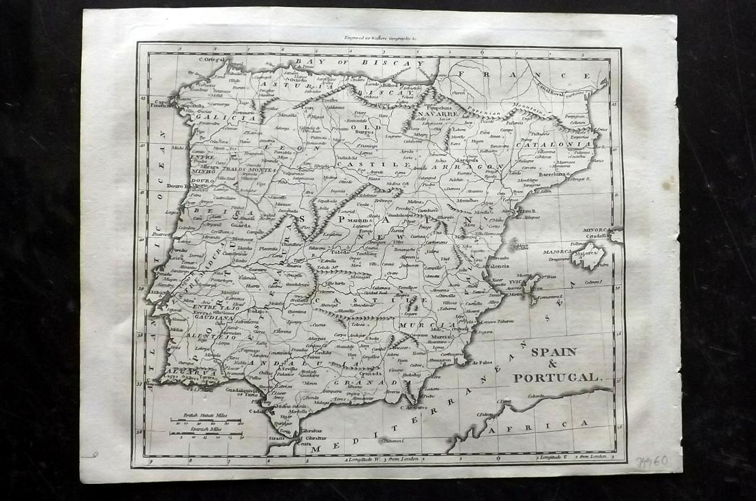 Walker, John 1815 Antique Map of Spain & Portugal (1 of 1)