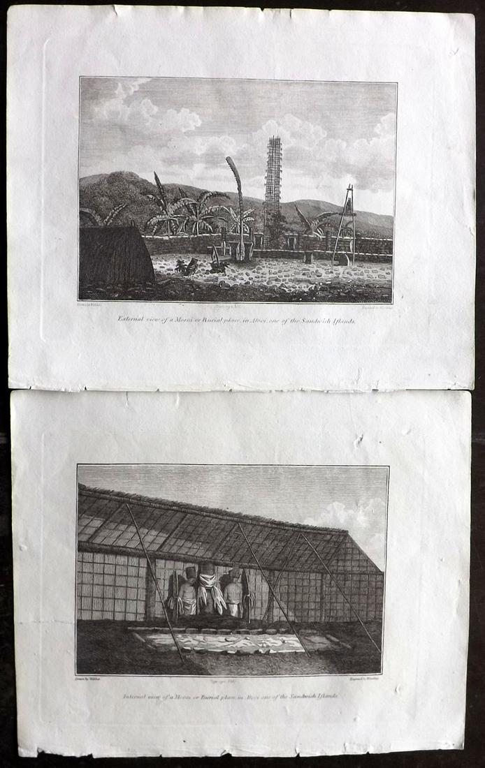 Cooke, George 1801 Pair of Hawaii Views. Cooks Voyages (1 of 2)