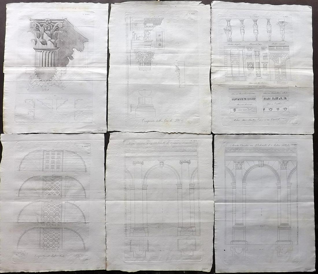 Ginesi, Antonio 1835 Lot of 6 Architectural Prints (1 of 2)