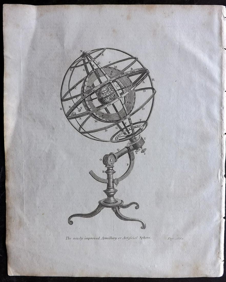 Cooke, George 1801 Astronomy Print. Armillary Sphere (1 of 2)