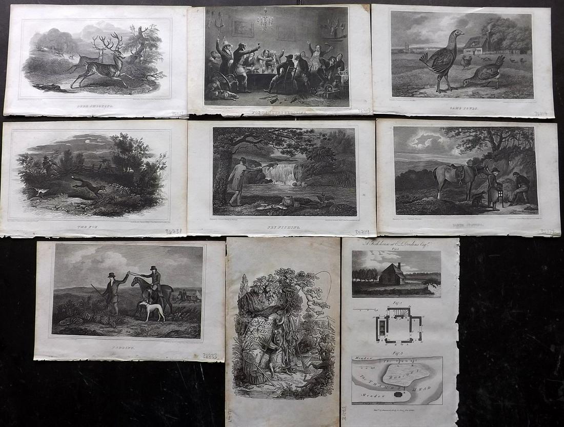 Sporting Magazine 1820 Mixed Lot of 9 Prints (1 of 2)