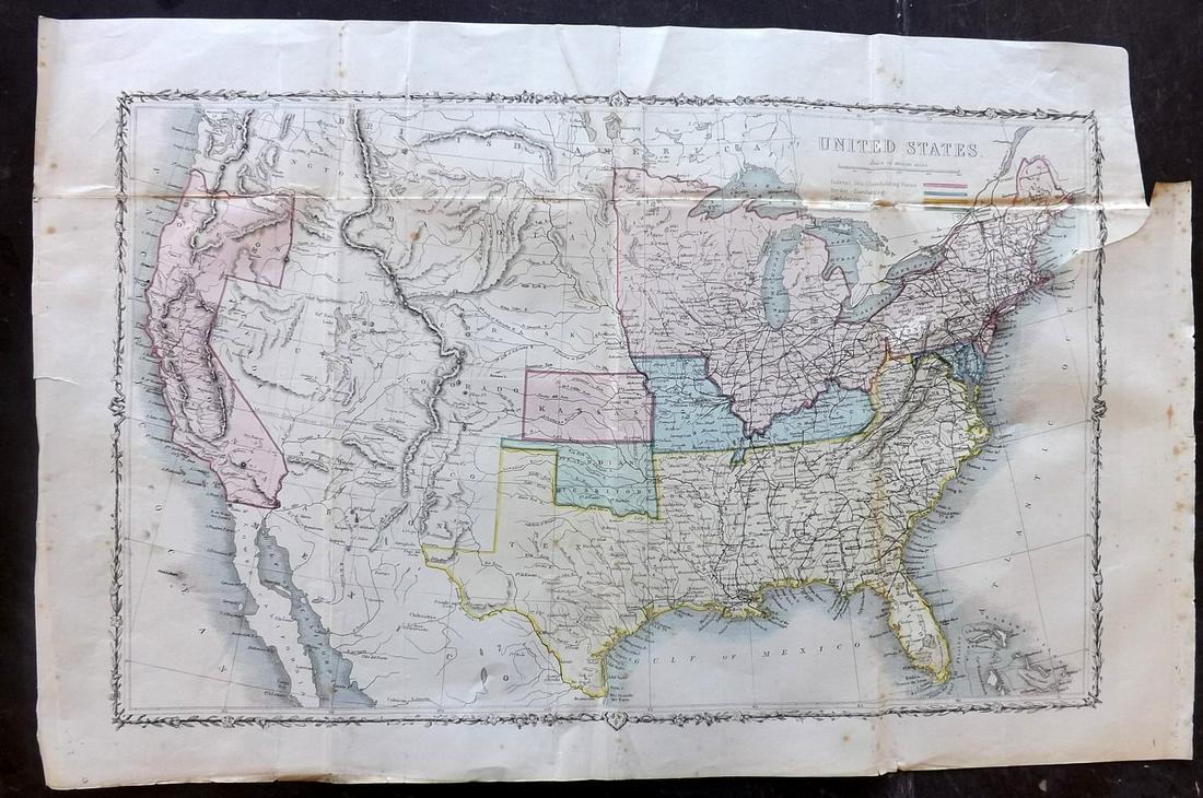 Rapkin, John 1860 Hand Col Map of the United States (1 of 2)