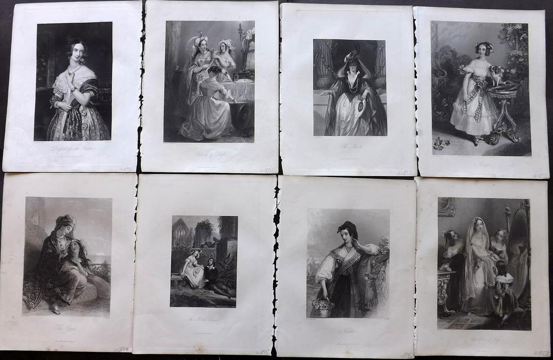 Fisher (Pub) C1850 Lot of 8 Engravings. Pretty Ladies (1 of 2)