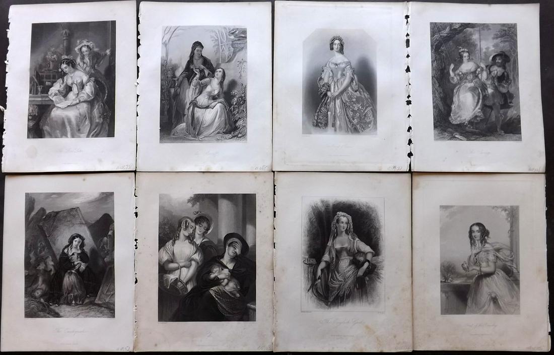 Fisher (Pub) C1850 Lot of 8 Engravings. Pretty Ladies (1 of 2)