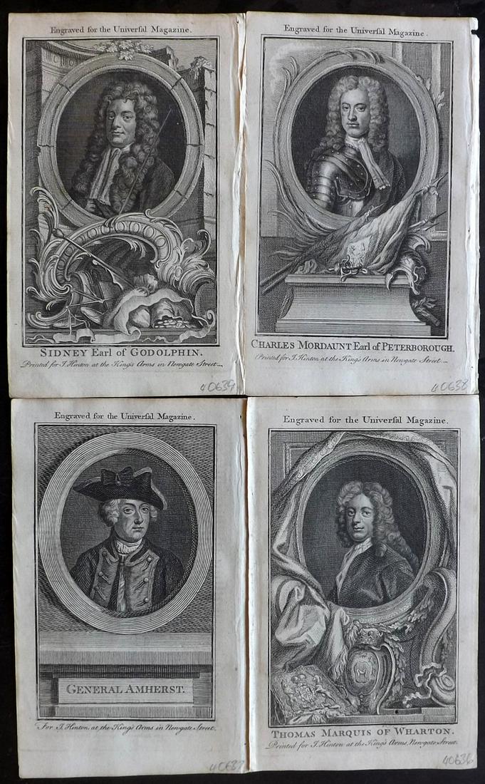 Universal Magazine 1761 Lot of 4 Copper Plate Portraits (1 of 2)