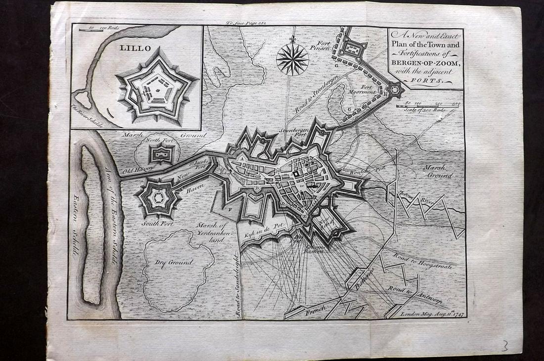Netherlands 1747 Antique Map. Bergen-Op-Zoom (1 of 1)