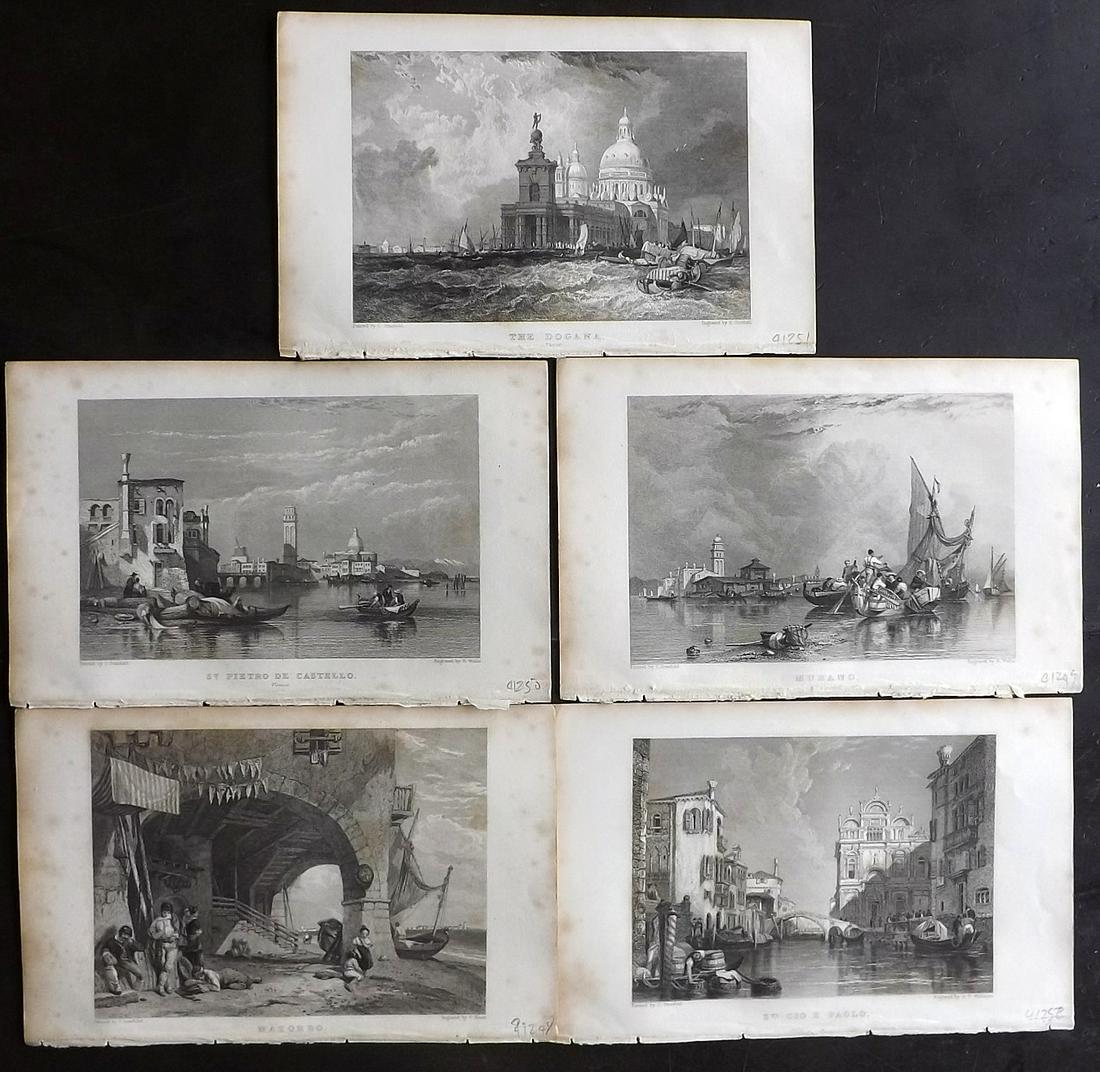 Stanfield, Clarkson 1832 Lot of 5 Prints. Venice, Italy (1 of 2)
