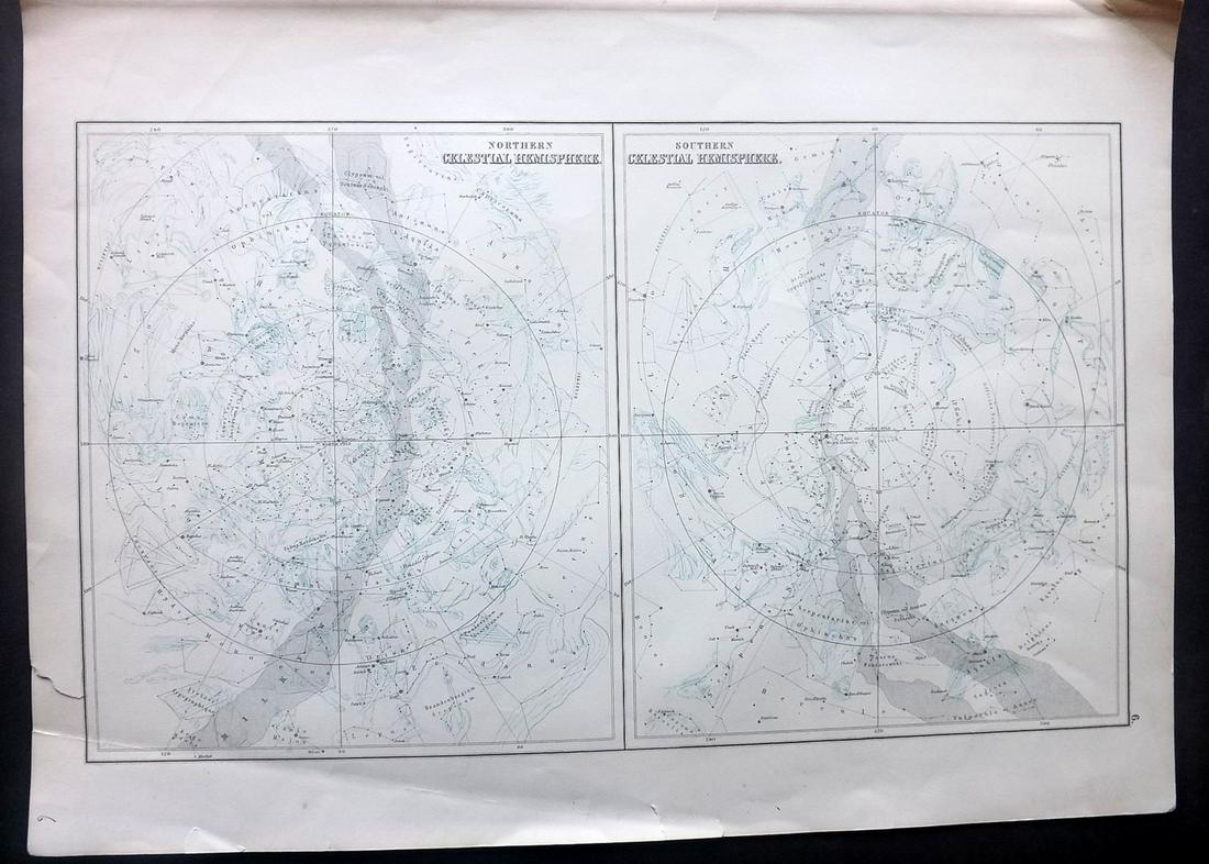 Black & Bartholomew 1882 Astronomy Celestial Star Map (1 of 2)