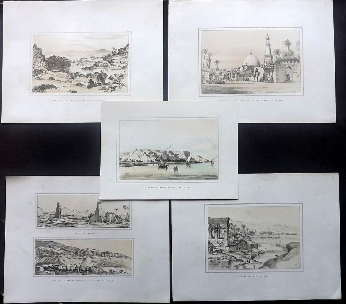 Cooke, E. W. C1850 Lot of 5 Lithograph Views of Egypt (1 of 2)