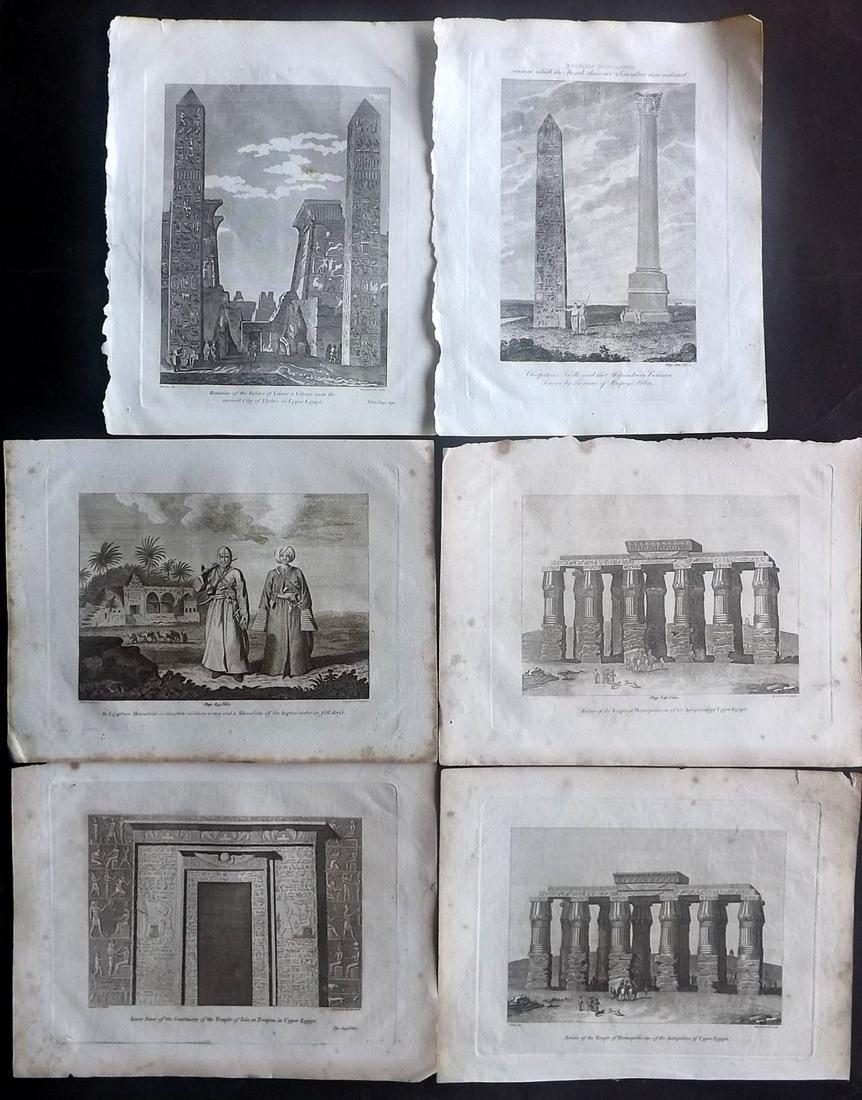 Cooke, George 1801 Lot of 6 Prints of Egypt: Incl one duplicate. Copper Plates Published 1801-07 by Macdonald & Son, London for "Modern and Authentic System of Universal Geography" By George A. Cooke. Paper Size: 10 x 8 inch (26 x 21cm) Some mar