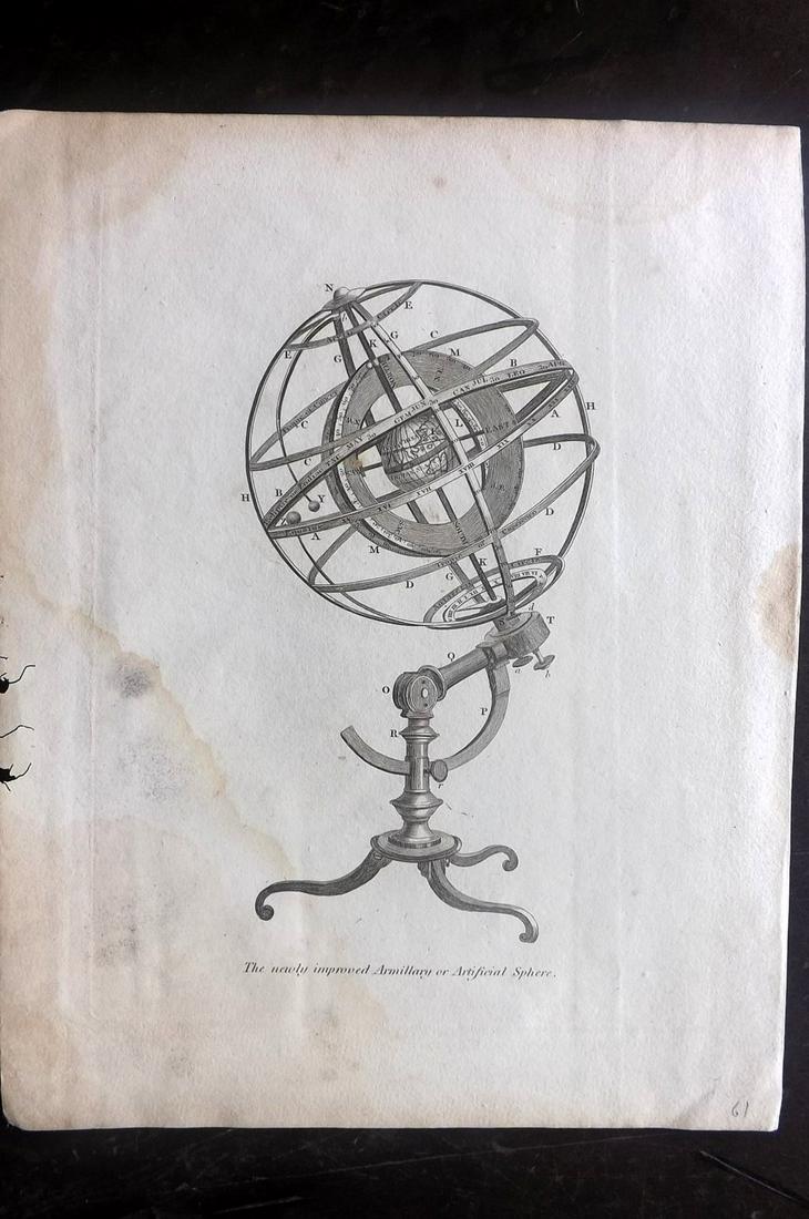Astronomy Print C1800 Armillary Sphere. Celestial (1 of 2)