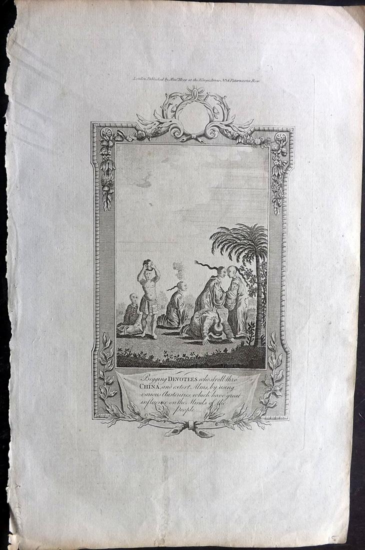 Anderson & Hogg 1784 Print. Begging Devotees, China (1 of 2)