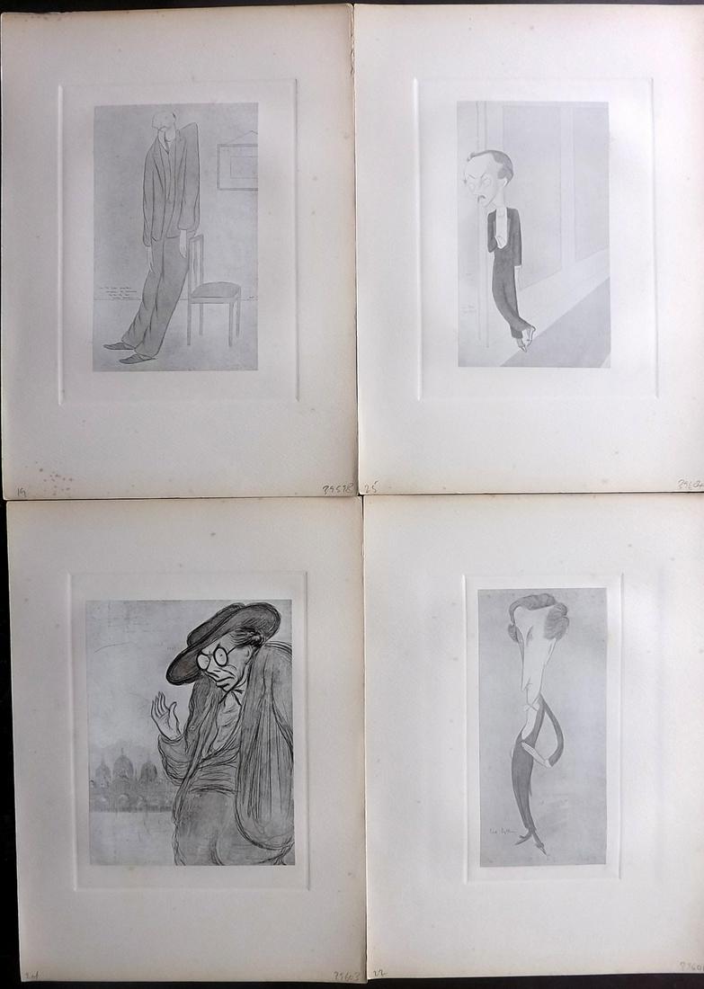Beerbohm, Max 1907 Lot of 4 Folio Caricatures: Folio Lithographs Published 1907, London for "A Book of Caricatures" by Max Beerbohm. On heavy paper. Paper Size: 15 x 10.5 inch (38 x 27cm) Very minor margin toning, otherwise Good Condition