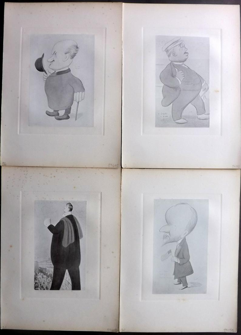 Beerbohm, Max 1907 Lot of 4 Folio Caricatures: Folio Lithographs Published 1907, London for "A Book of Caricatures" by Max Beerbohm. On heavy paper. Paper Size: 15 x 10.5 inch (38 x 27cm) Very minor margin toning, otherwise Good Condition