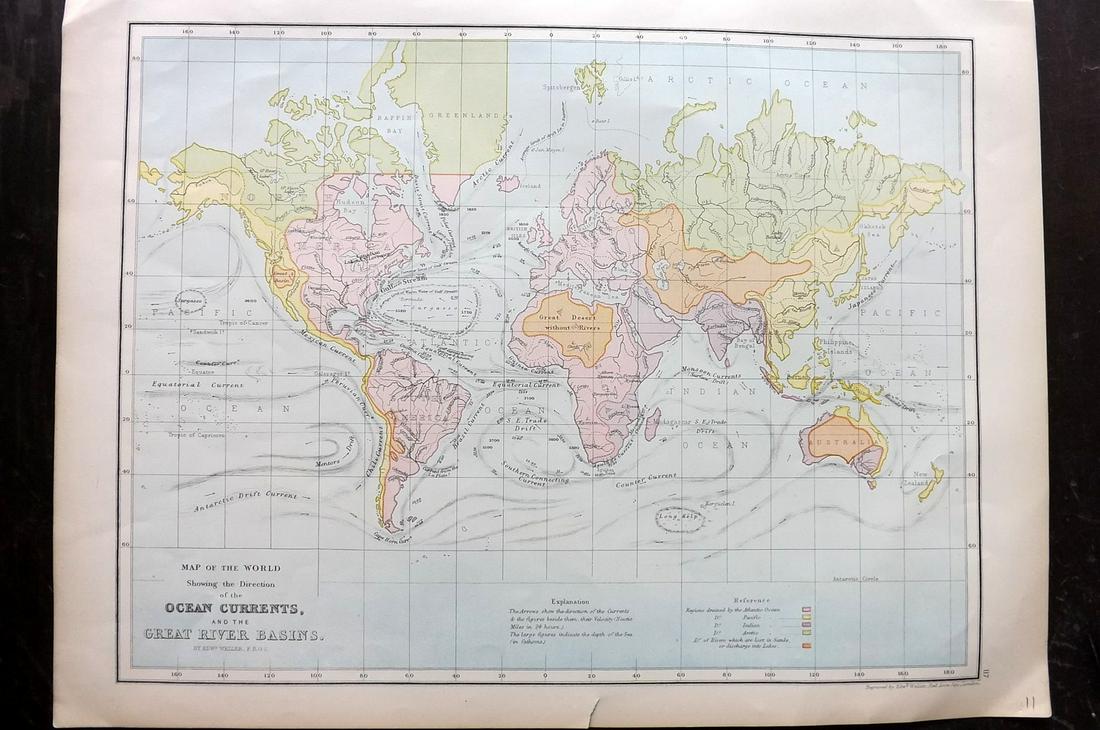 Bryce, James 1881 Antique Map of World Ocean Currents (1 of 2)