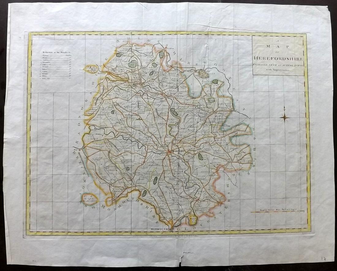Harrison (Pub) 1789 Hand Color Map of Herefordshire (1 of 2)