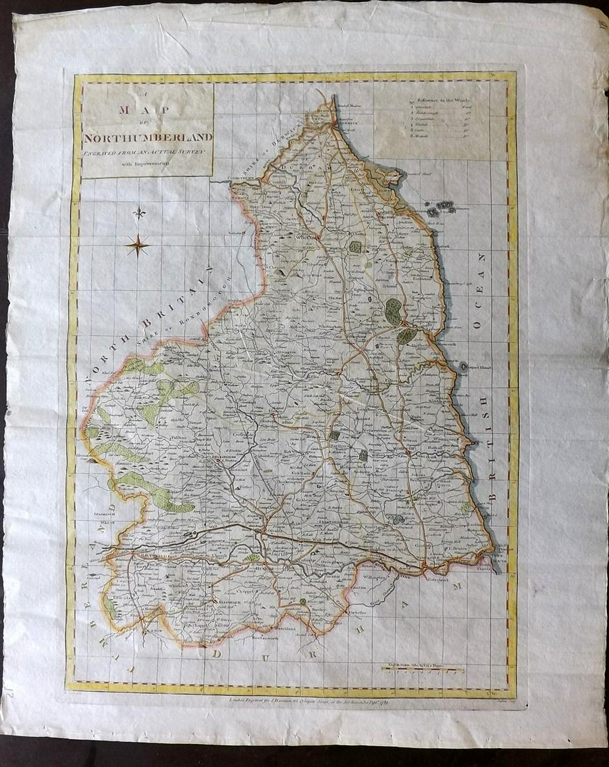 Harrison (Pub) 1789 Hand Color Map of Northumberland (1 of 2)