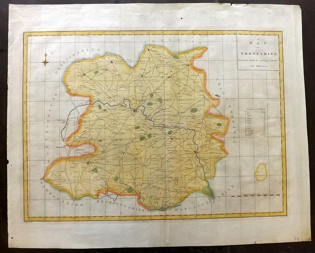 Harrison (Pub) 1789 Hand Color Map of Shropshire (1 of 2)