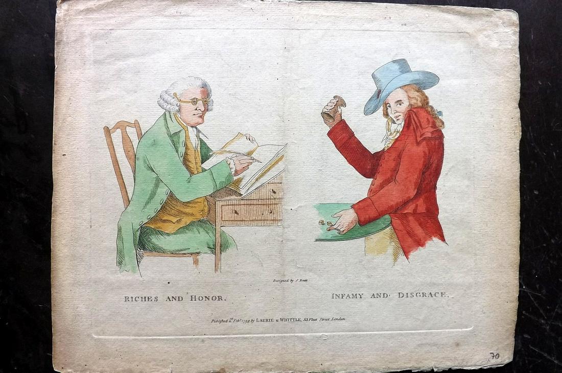 Brett, J. 1795 Hand Col Caricature. Riches and Honour (1 of 2)