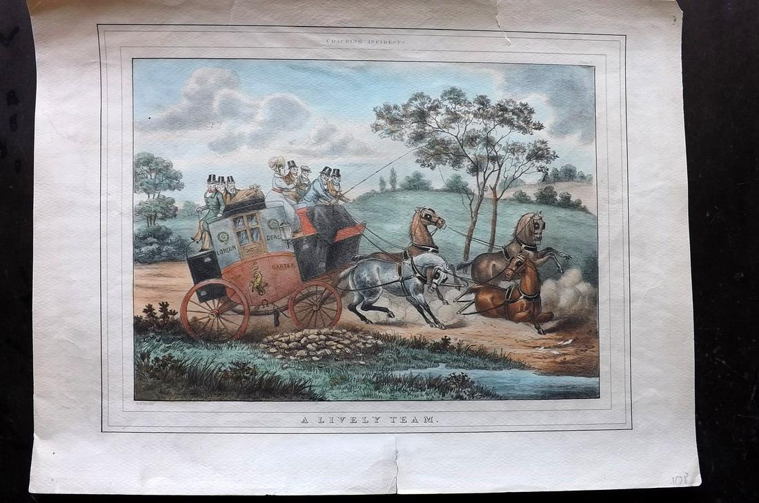 Alken, Henry (Pub) C1830 LG HCol Etching. A Lively Team (1 of 2)