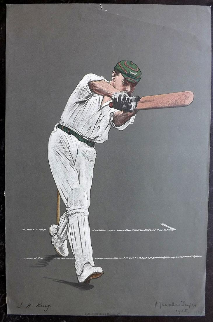 Cricket 1905 Print of J. H. King by Chevallier Tayler (1 of 2)