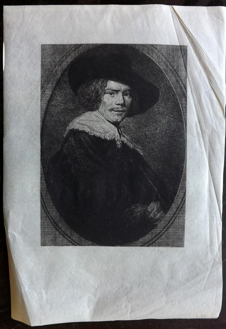 Rajon, Paul C1880 Etching. Portrait of a Man in Hat (1 of 2)