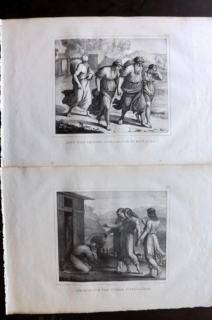 Raphael Vatican Lodges 1825 Pair of Large Folio Prints: Large Folio Lithographs Published 1825, London for "A Collection of Fifty-Two Lithographic Prints from the Celebrated Frescoes in the Vatican, Known under the Name of The Lodges of Raphael" Drawn unde