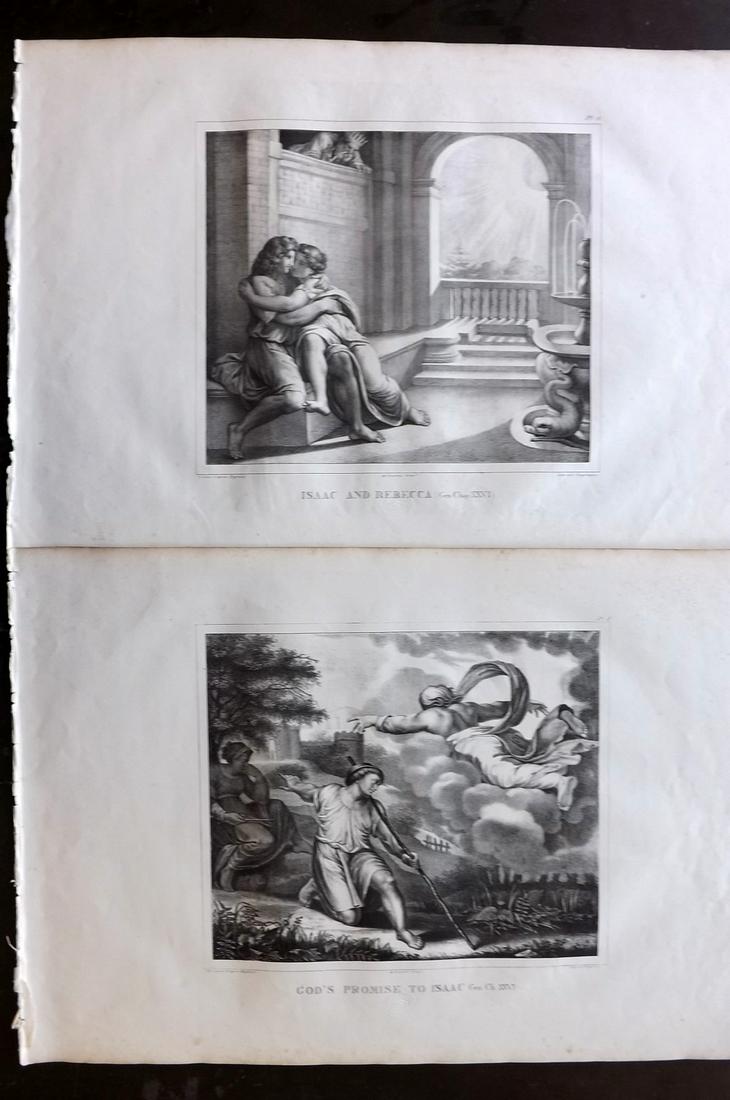 Raphael Vatican Lodges 1825 Pair of Large Folio Prints: Large Folio Lithographs Published 1825, London for "A Collection of Fifty-Two Lithographic Prints from the Celebrated Frescoes in the Vatican, Known under the Name of The Lodges of Raphael" Drawn unde