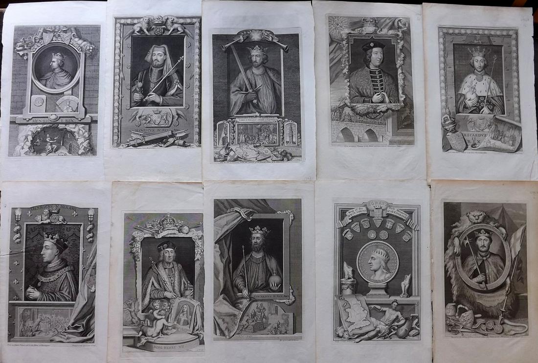 Vertue, George 1736 Lot 10 Portraits, Kings of England: Copper Plates Published 1736, London for "The Heads of the Kings of England,: Proper for Mr. Rapin's History..." by George Vertue. Paper Size: 16 x 9.5 inch (40 x 24cm) Good condition.