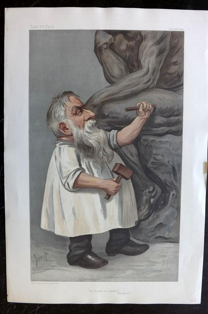 Vanity Fair Print 1904 Auguste Rodin. Artist Sculptor: Chromolithograph Published 1869-1914, London for "Vanity Fair" Paper Size: 15 x 10 inch (38 x 25cm) Good Condition