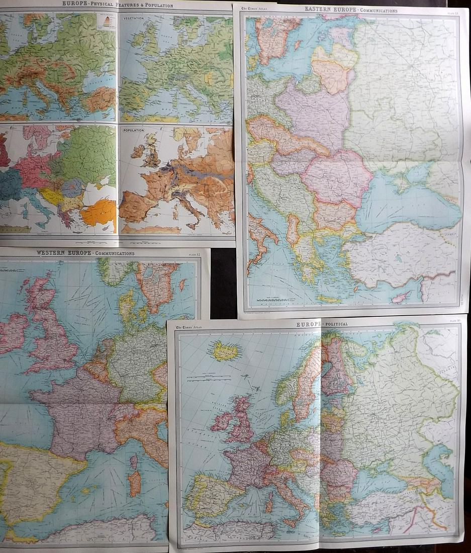 Bartholomew, John 1922 Lot of 4 Large Maps. Europe (1 of 2)