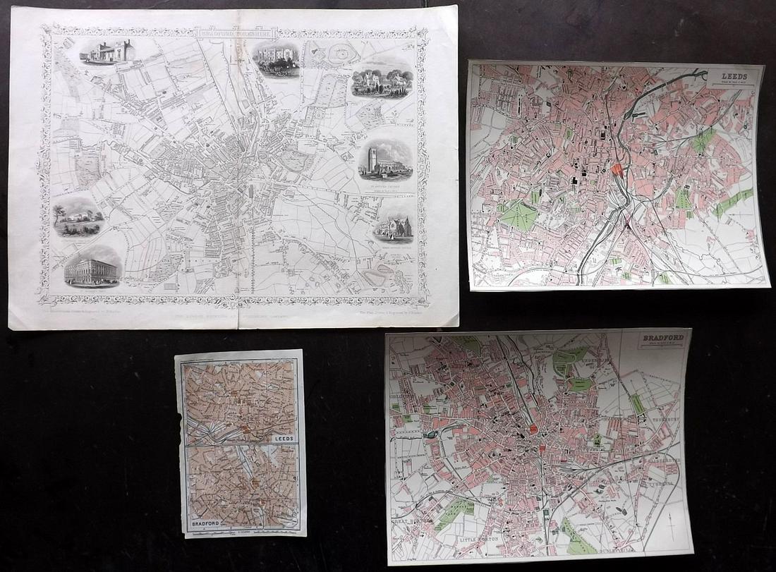 Bradford & Leeds 19th Century Lot of 4 Maps (1 of 2)