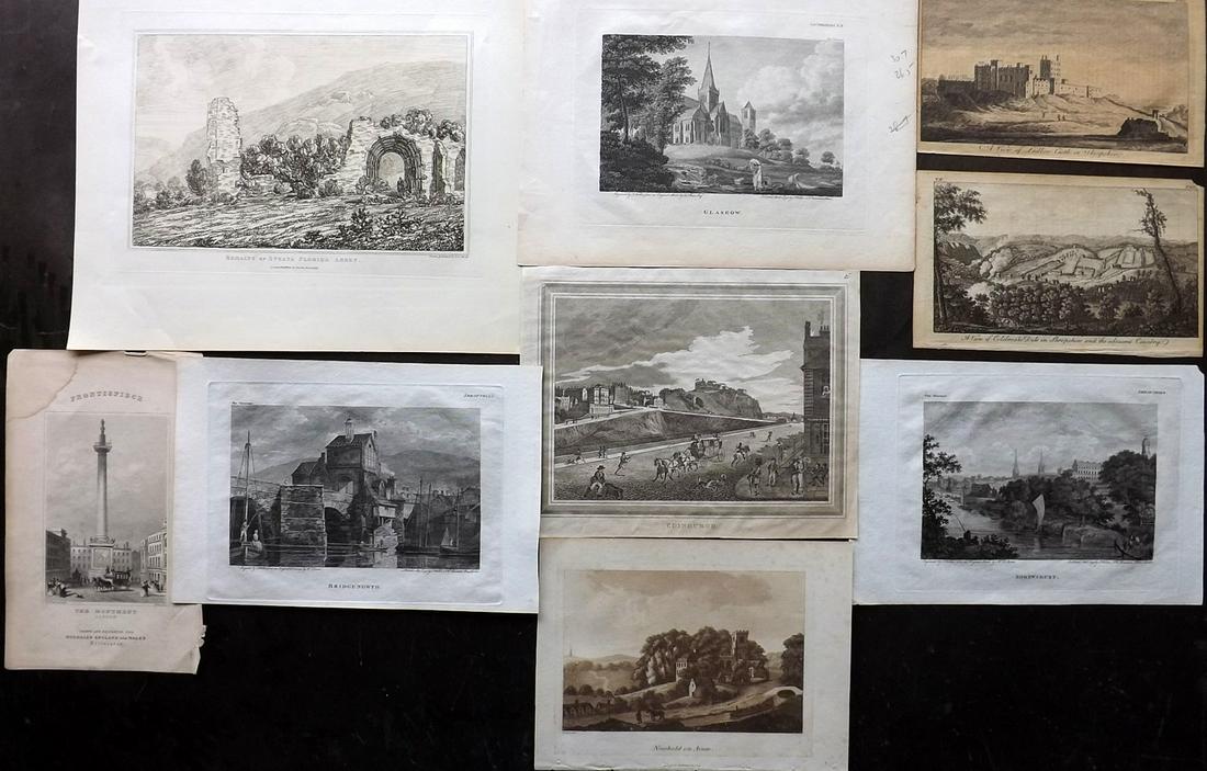 British Views 18th-19th Cent. Lot of 9 Antique Prints (1 of 3)