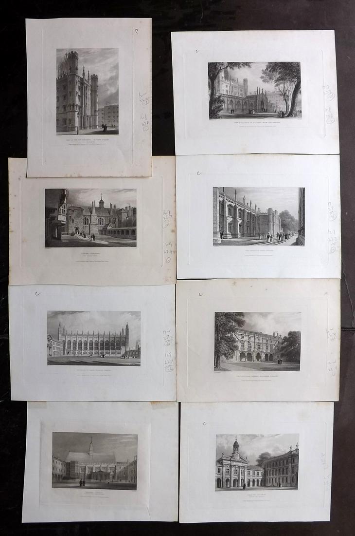 Cambridge - Le Keux, J. 1845 Lot 8 Steel Engraved Views: Steel Engravings Published 1845, London for "Memorials of Cambridge: A Series of Views of the Colleges, Halls, and Public Buildings" by John Le Koux and Thomas Wright. Paper Size: 10.5 x 8 inch (27 x 
